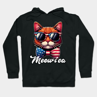 Funny Meowica 4Th Of July Kitty Kitten Cat Lover Hoodie